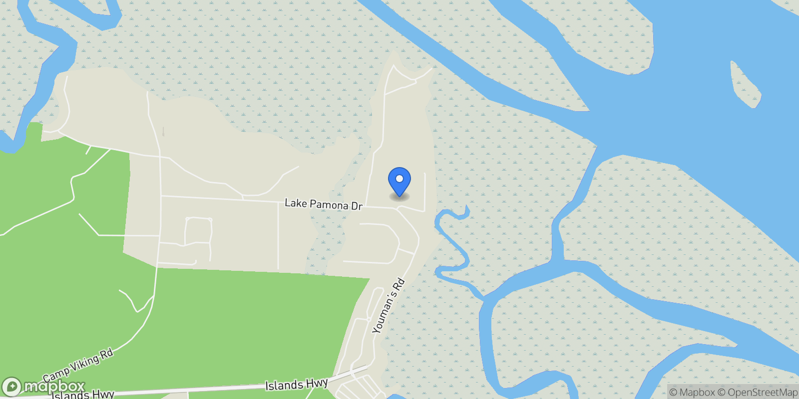 Map showing 1354 Lake Pamona Road, Riceboro, Georgia, United States.