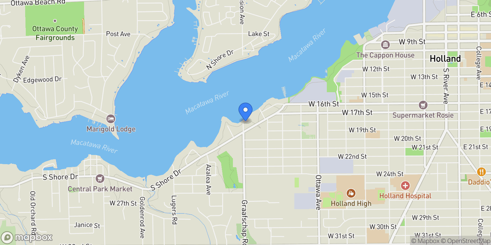 Map showing 437 Graafschap Road, Holland, MI, 49423, USA, Holland, Michigan, United States.