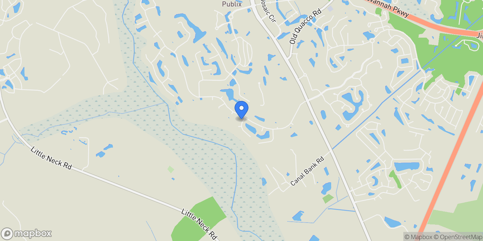 Map showing 103 Busbridge Cove, Pooler, Georgia, United States.