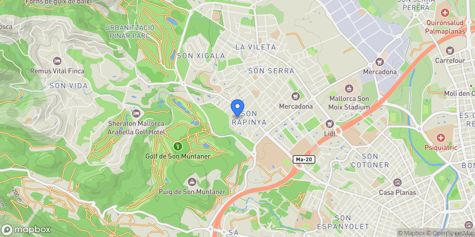 Map showing Palma, Balearic Islands, Spain.