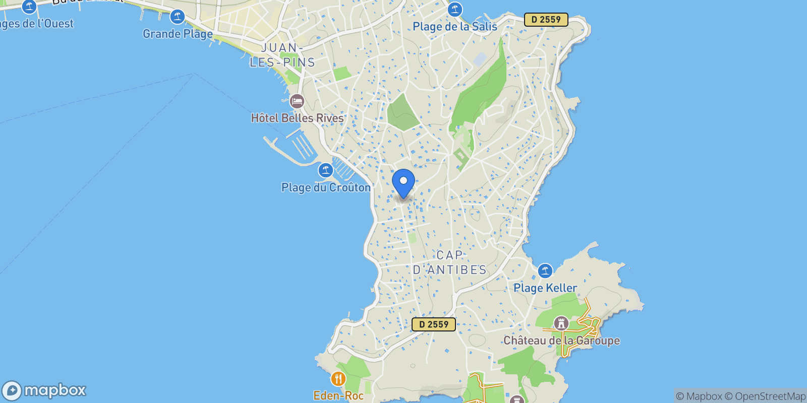 Map showing Antibes, Provence-Alpes-Côte d'Azur, France.