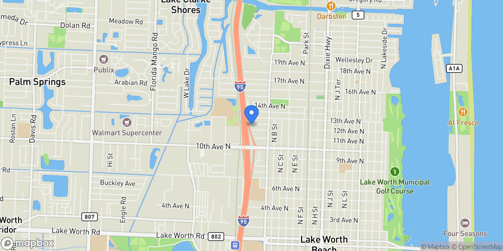 Map showing 1757 12th Court N , Lake Worth Beach, FL 33460, Lake Worth, Florida, United States.