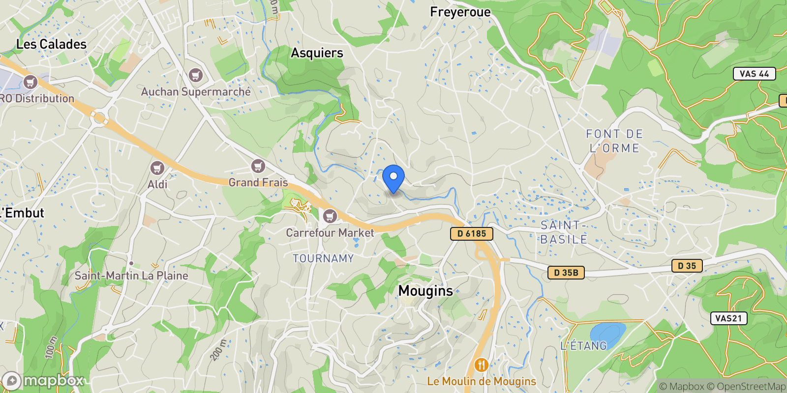 Map showing Mougins, Provence-Alpes-Côte d'Azur, France.