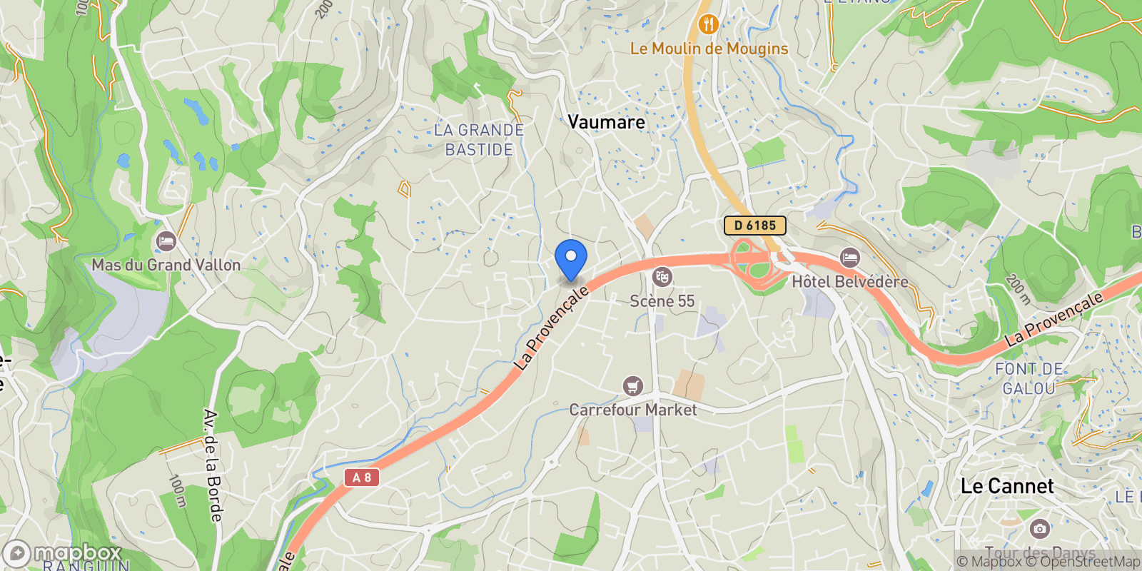Map showing Mougins, Provence-Alpes-Côte d'Azur, France.