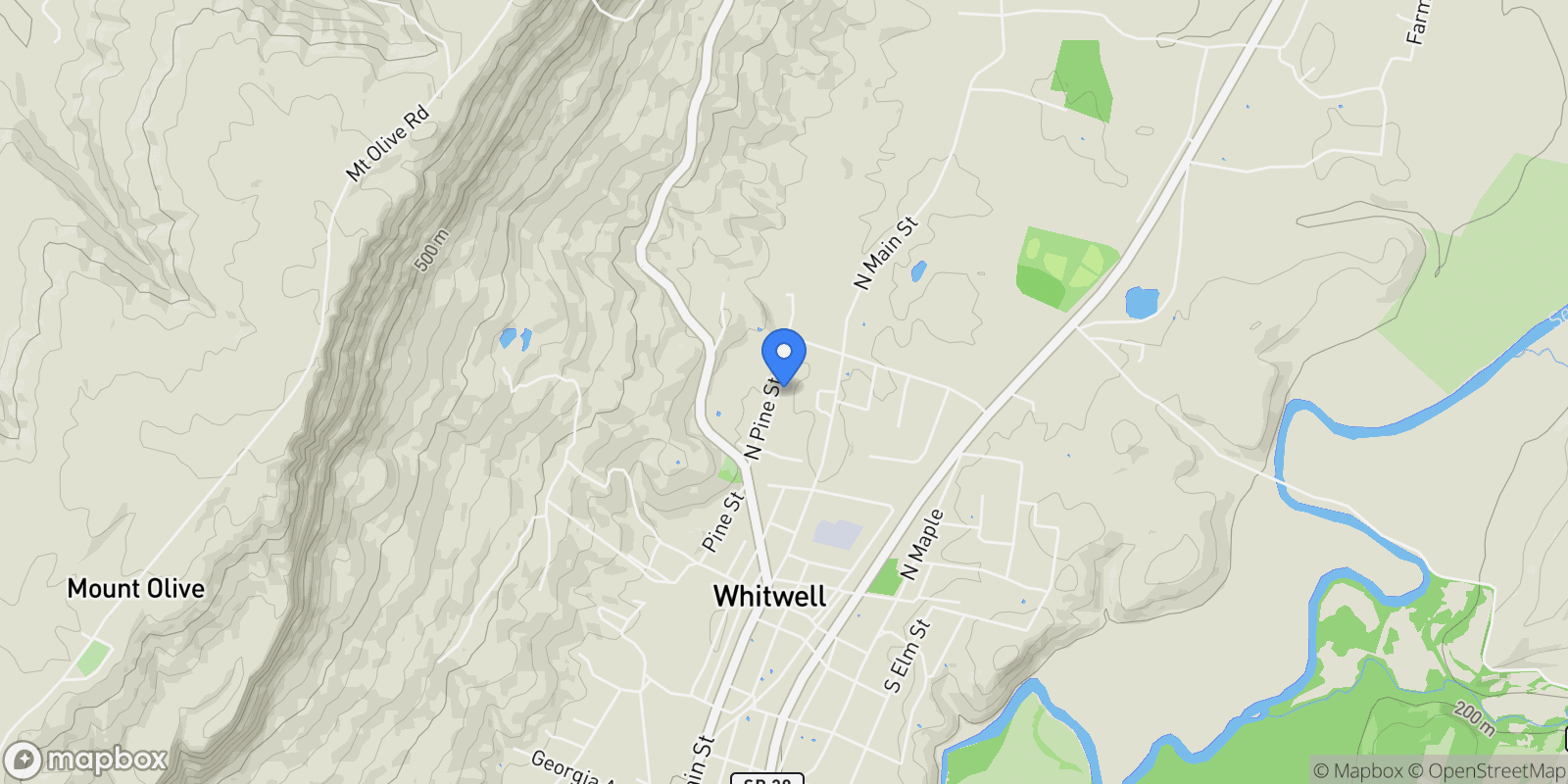 Map showing 544 N Pine Street, Whitwell, TN 3.7397, 37397, Tennessee, United States.