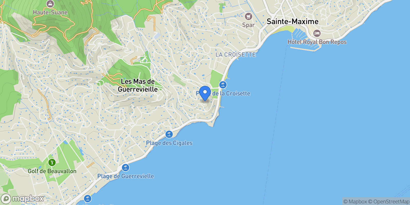 Map showing Sainte-Maxime, Provence-Alpes-Côte d'Azur, France.