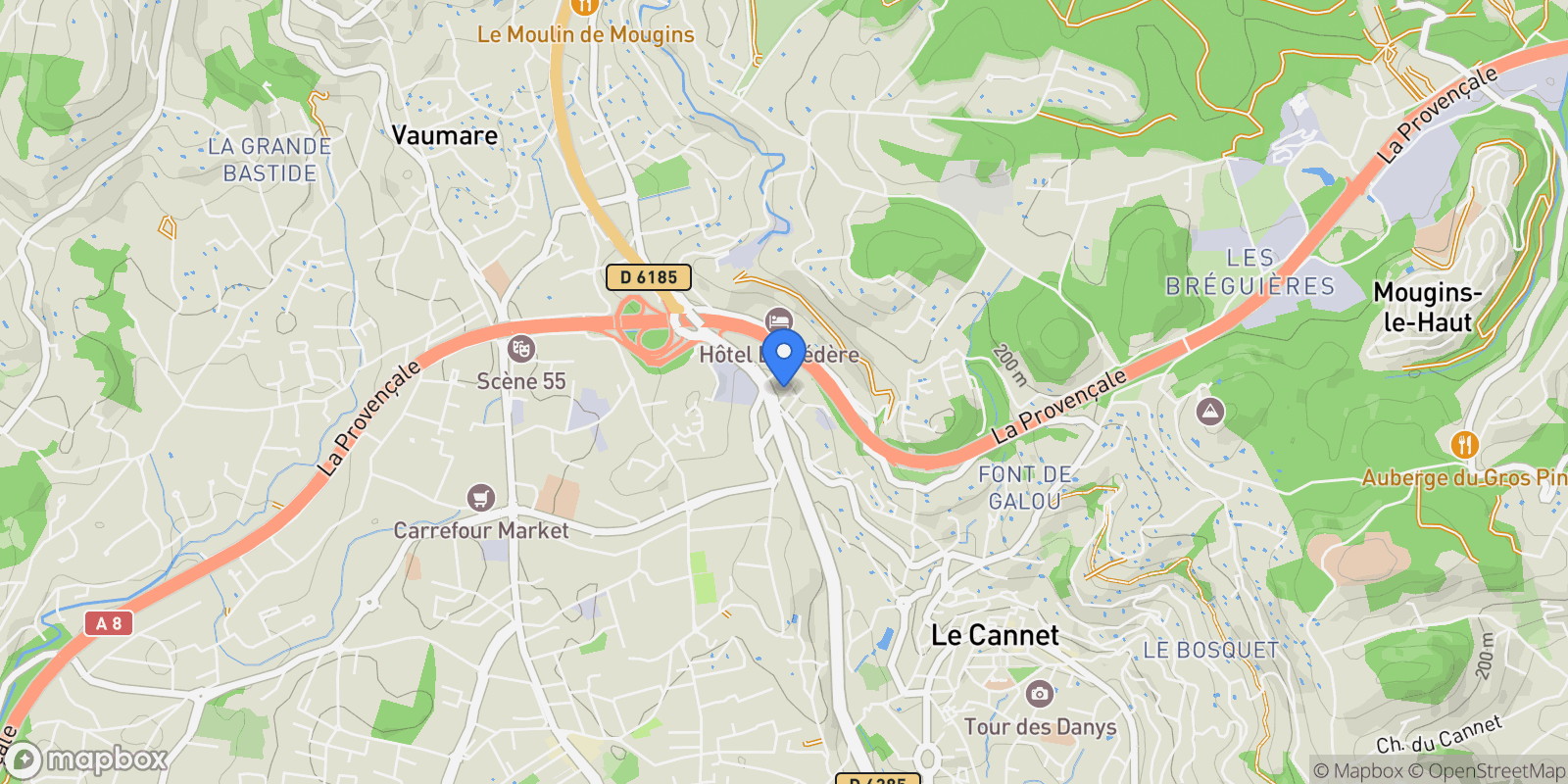 Map showing Mougins, Provence-Alpes-Côte d'Azur, France.