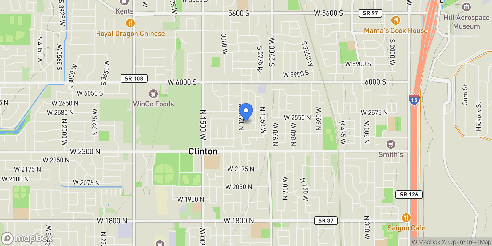 Map showing 2509 N 1170, Clinton, UT 84015, Clearfield, Utah, United States.