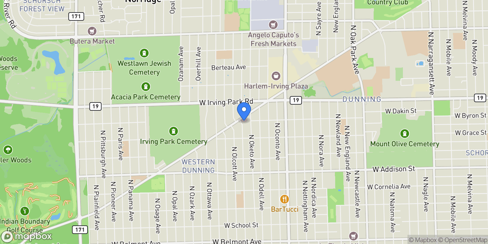 Map showing 7431 W Forest Preserve Avenue, Chicago, Illinois, United States.