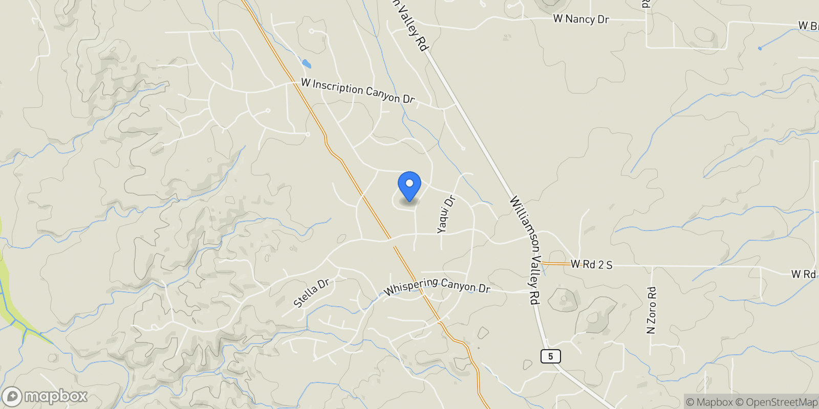 Map showing 5540 W Deer Spring Place, Prescott, Arizona, United States.