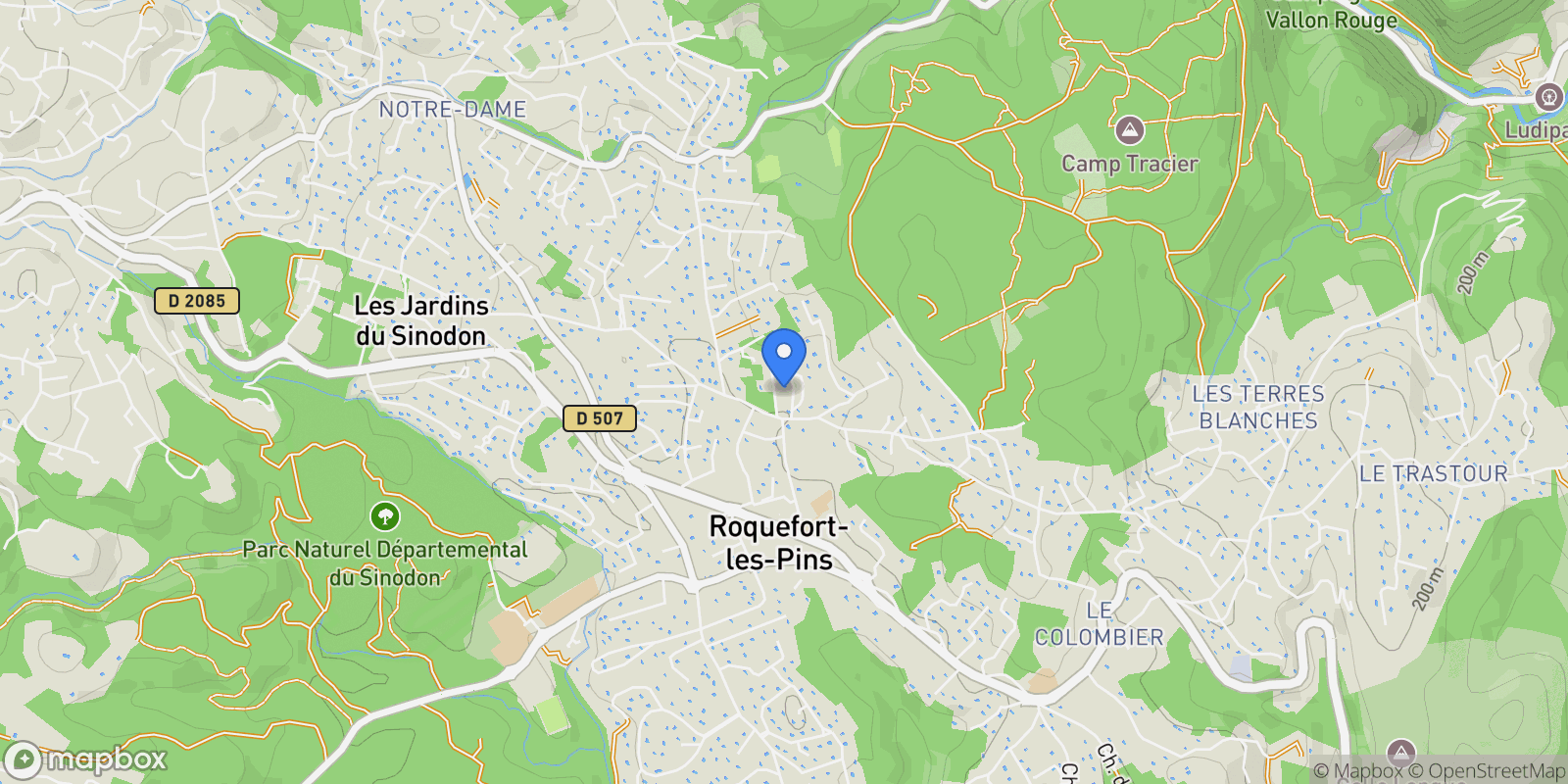 Map showing Roquefort-les-Pins, Provence-Alpes-Côte d'Azur, France.
