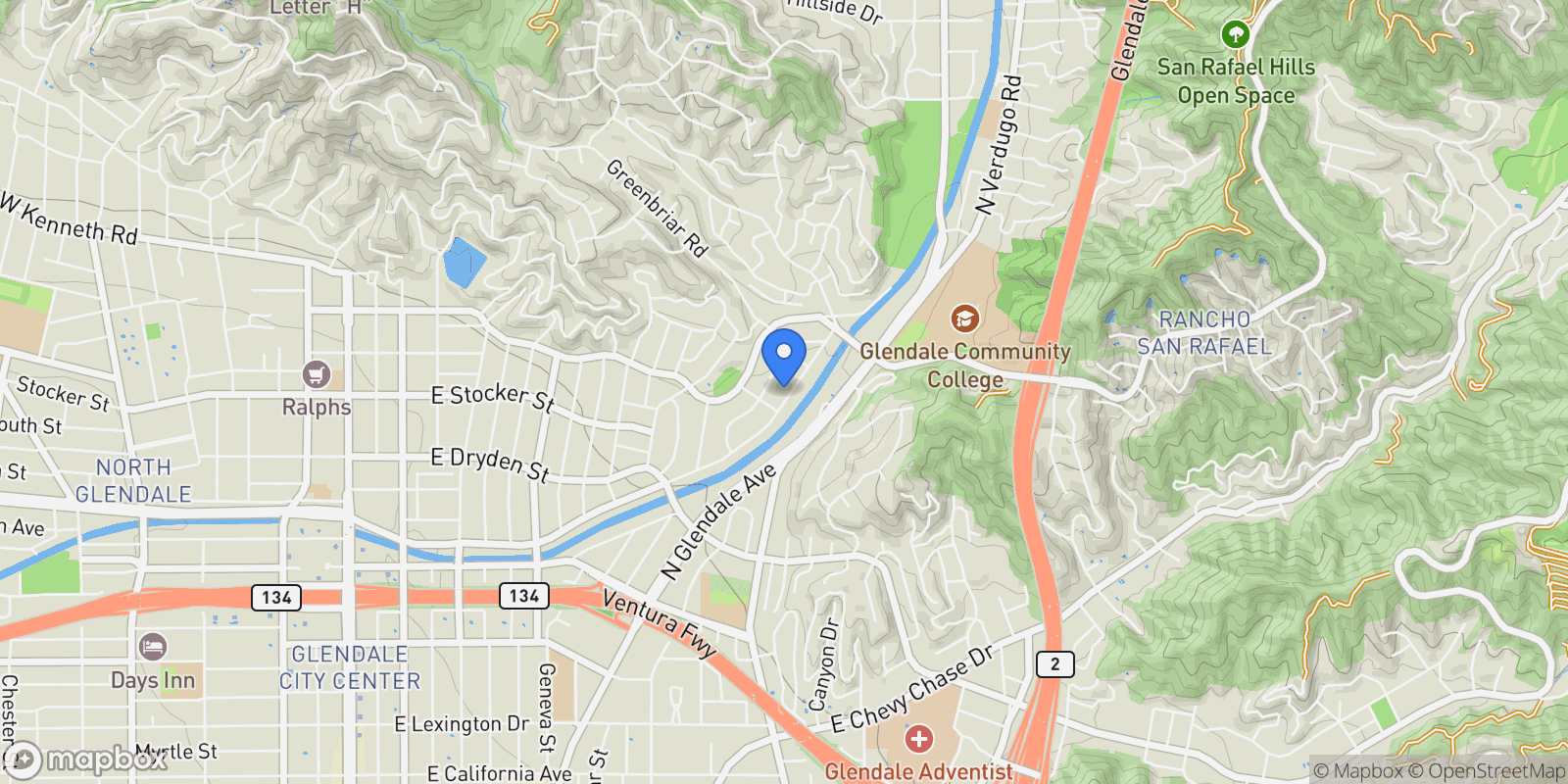 Map showing 1317 Ethel Street, Glendale, CA 91207, Glendale, California, United States.