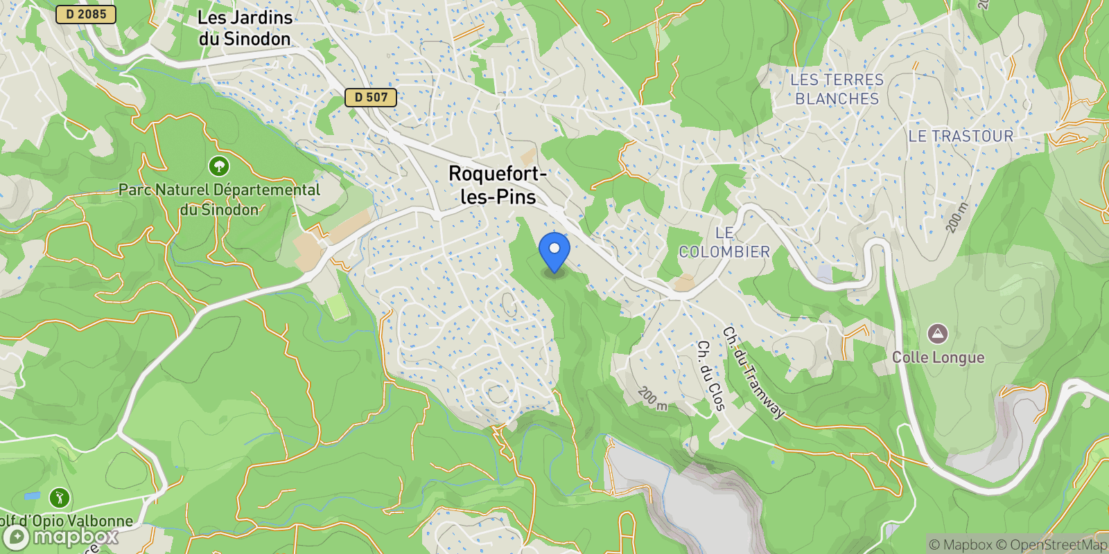 Map showing Roquefort-les-Pins, Provence-Alpes-Côte d'Azur, France.