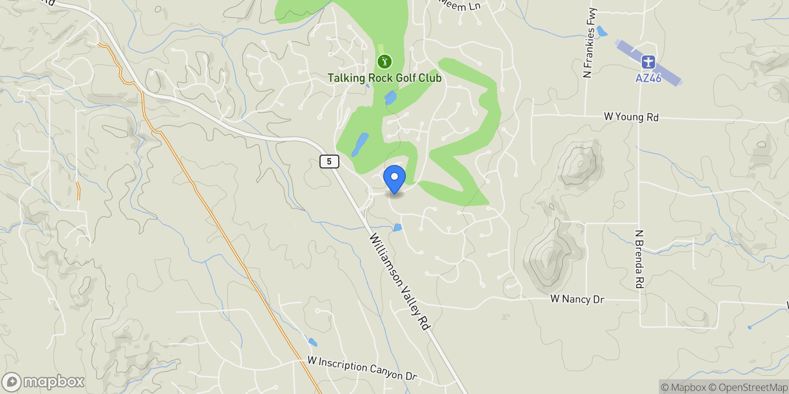Map showing 5790 W Three Forks Road, Prescott, Arizona, United States.