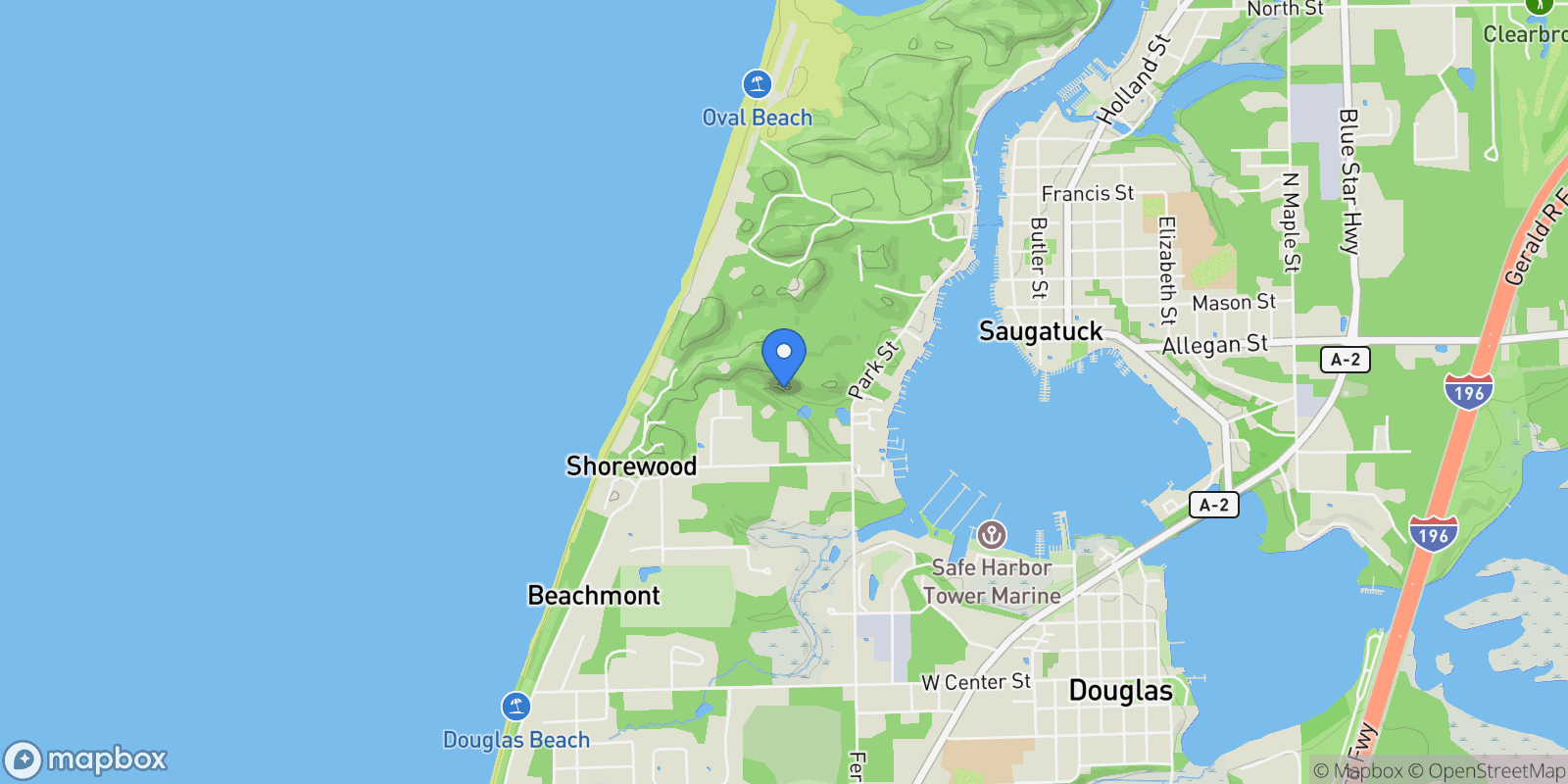 Map showing 582 Campbell Road, Saugatuck, MI 49453, Fennville, Michigan, United States.