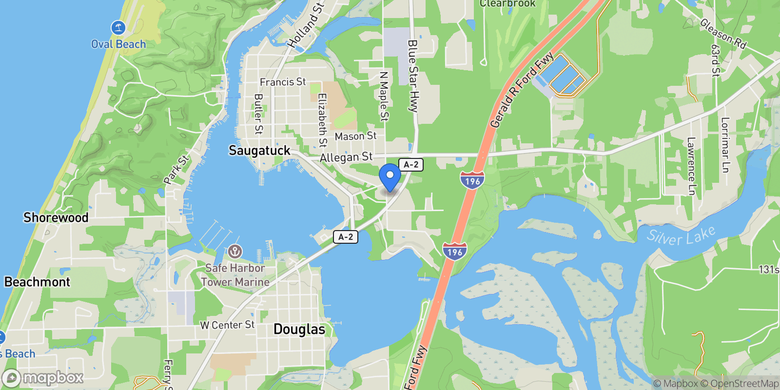 Map showing 445 S Maple Street , Saugatuck, MI 49453, Fennville, Michigan, United States.