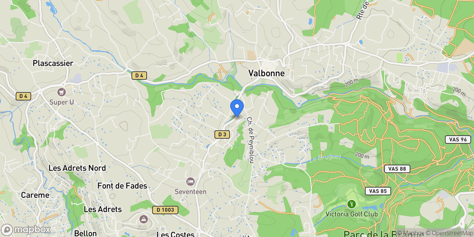 Map showing Valbonne, Provence-Alpes-Côte d'Azur, France.