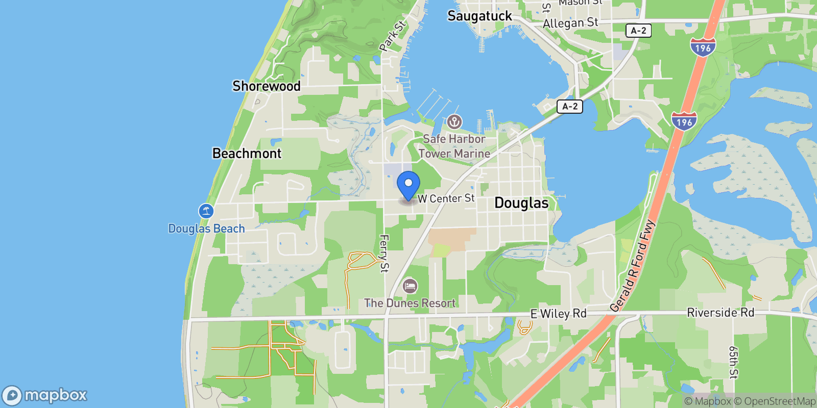 Map showing 389 W Center Street Unit# 1,2,3, Douglas, MI 49406, Douglas, Michigan, United States.