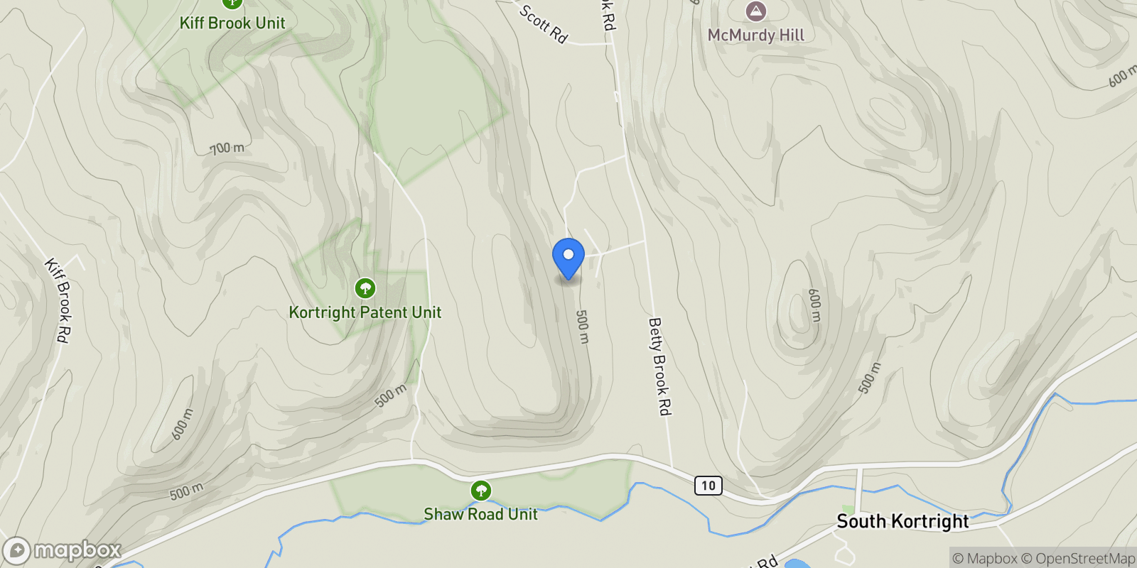Map showing 613 Betty Brook Road, South Kortright, New York, United States.