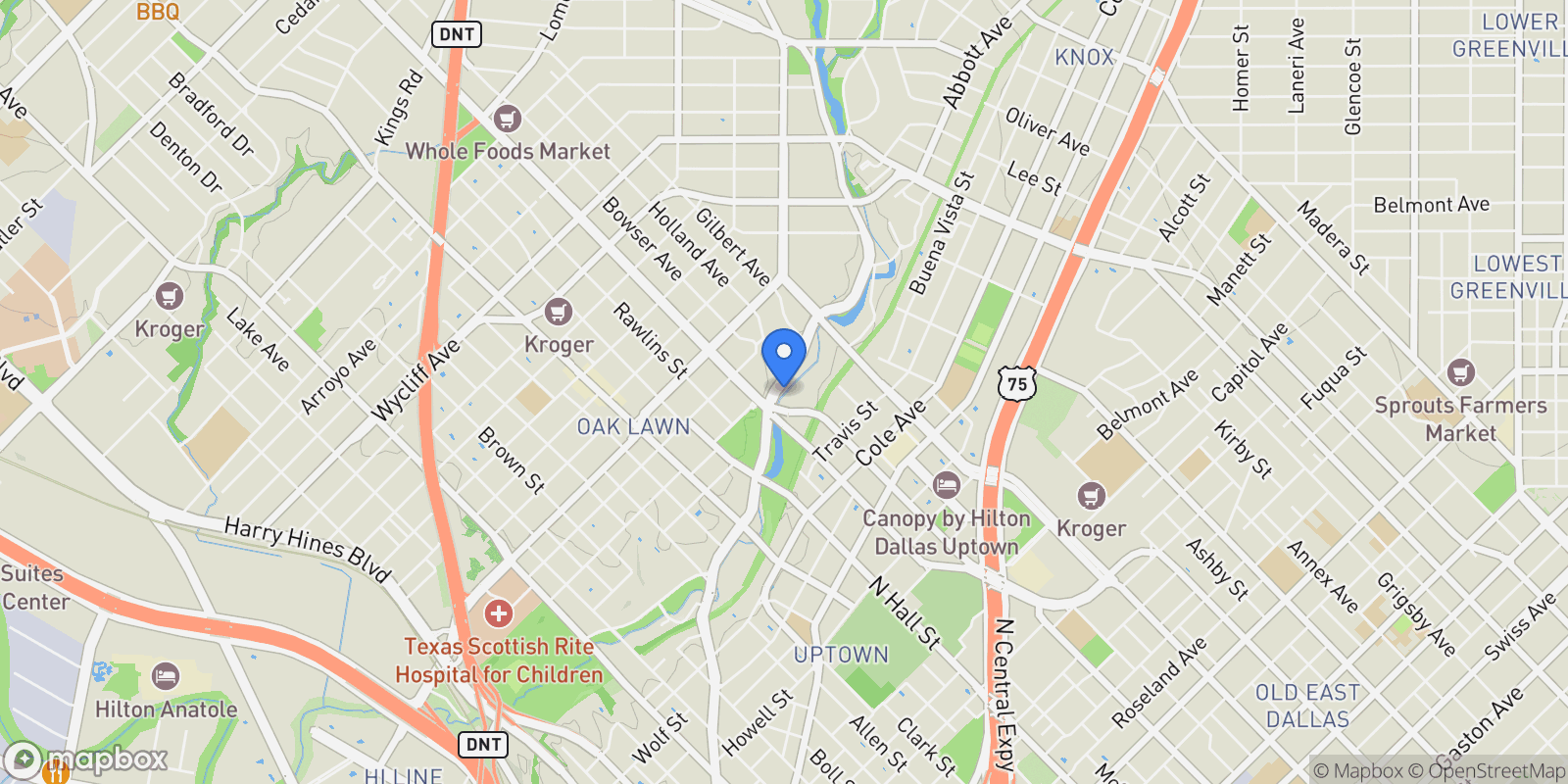 Map showing 3505 Turtle Creek Boulevard Unit 20E, Dallas, TX 75219, Dallas, Texas, United States.