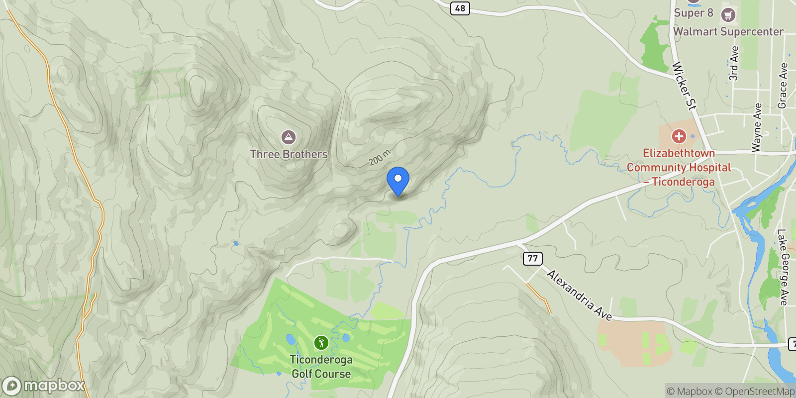 Map showing 729 State Route 9N, Ticonderoga, New York, United States.