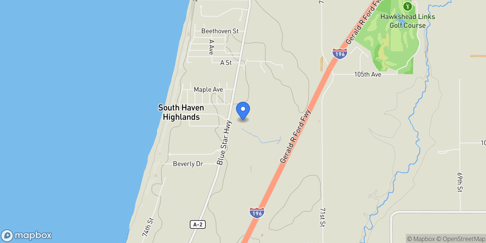 Map showing 7218 Wells Street, South Haven, MI 49090, South Haven, Michigan, United States.