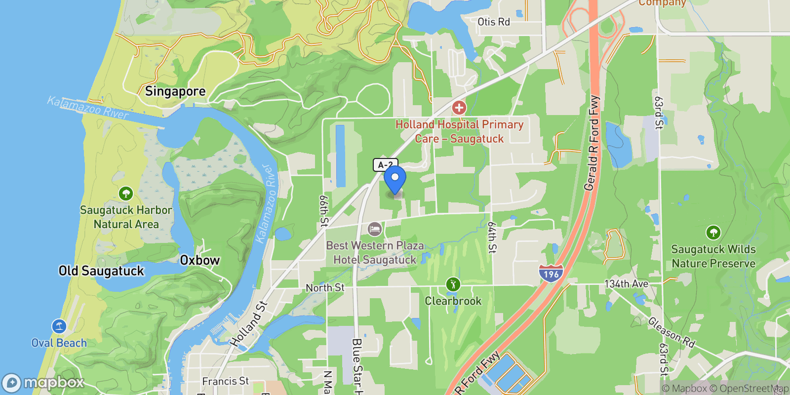 Map showing 6535 Clearbrook Drive, Saugatuck, MI 49453, Fennville, Michigan, United States.