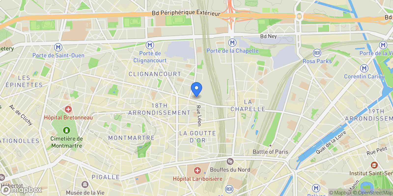 Map showing Paris, Île-de-France, France.