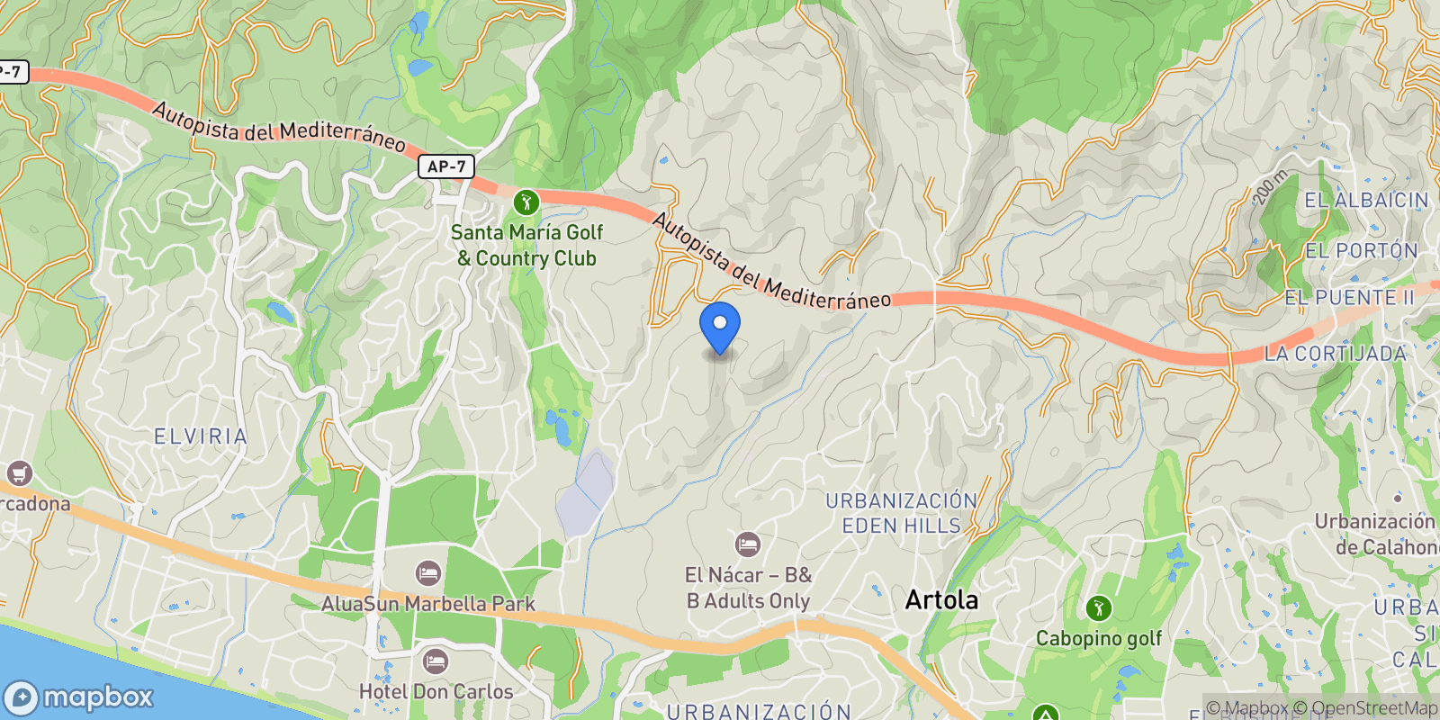 Map showing Andalusia, Elviria-Cabopino, Marbella, Spain.