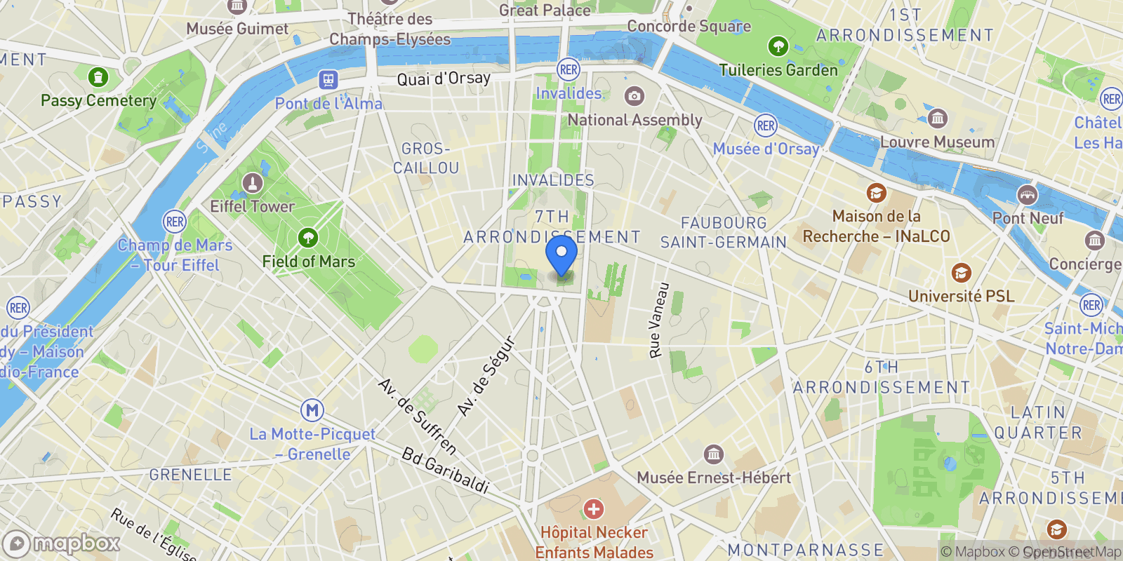 Map showing Paris, Île-de-France, France.