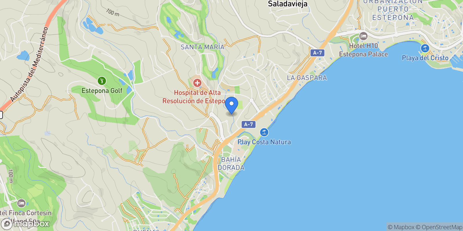 Map showing Andalusia, Estepona, Andalusia, Spain.