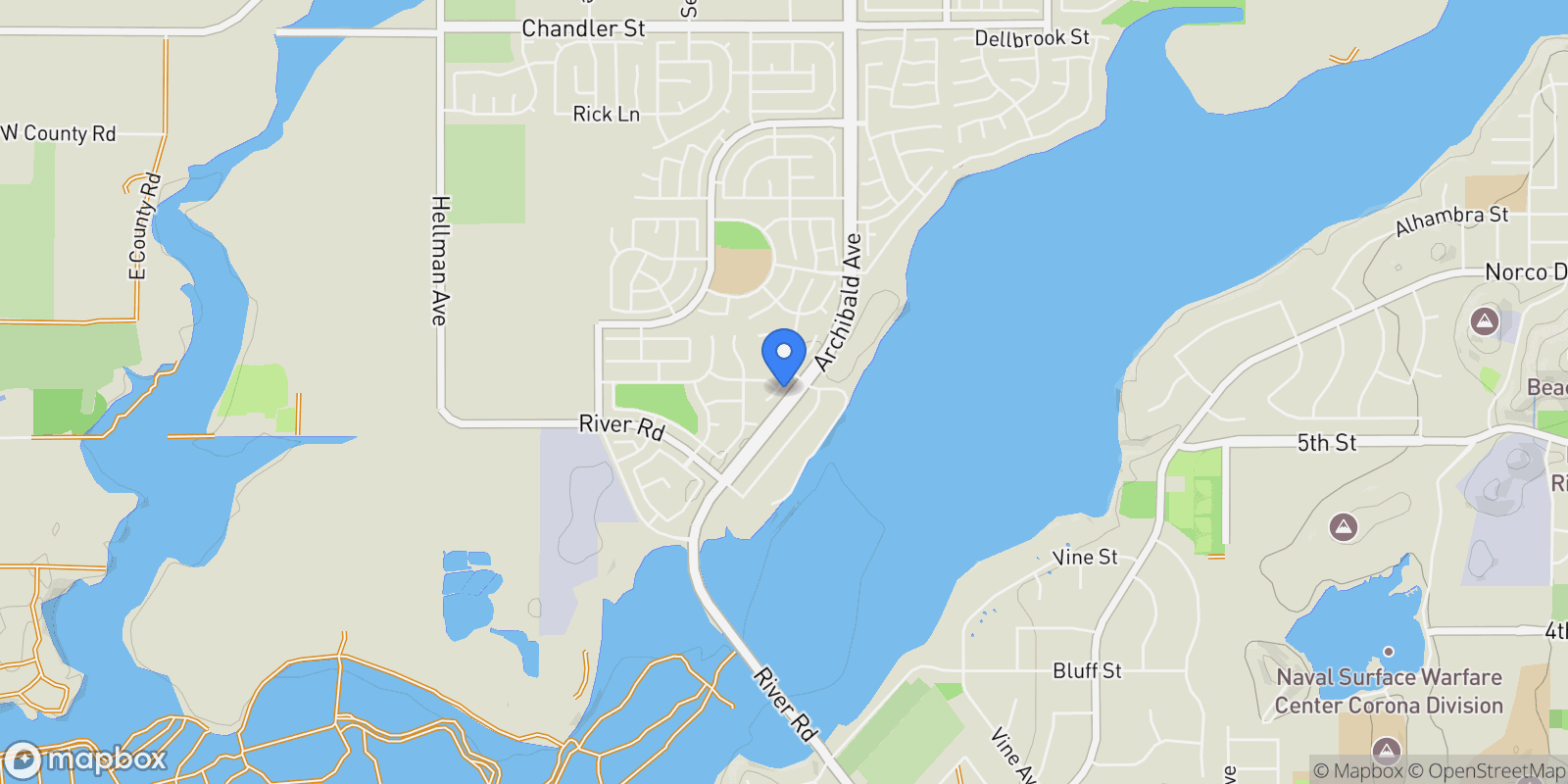 Map showing 8574 Lourenco Lane, Eastvale, CA 92880, Corona, California, United States.