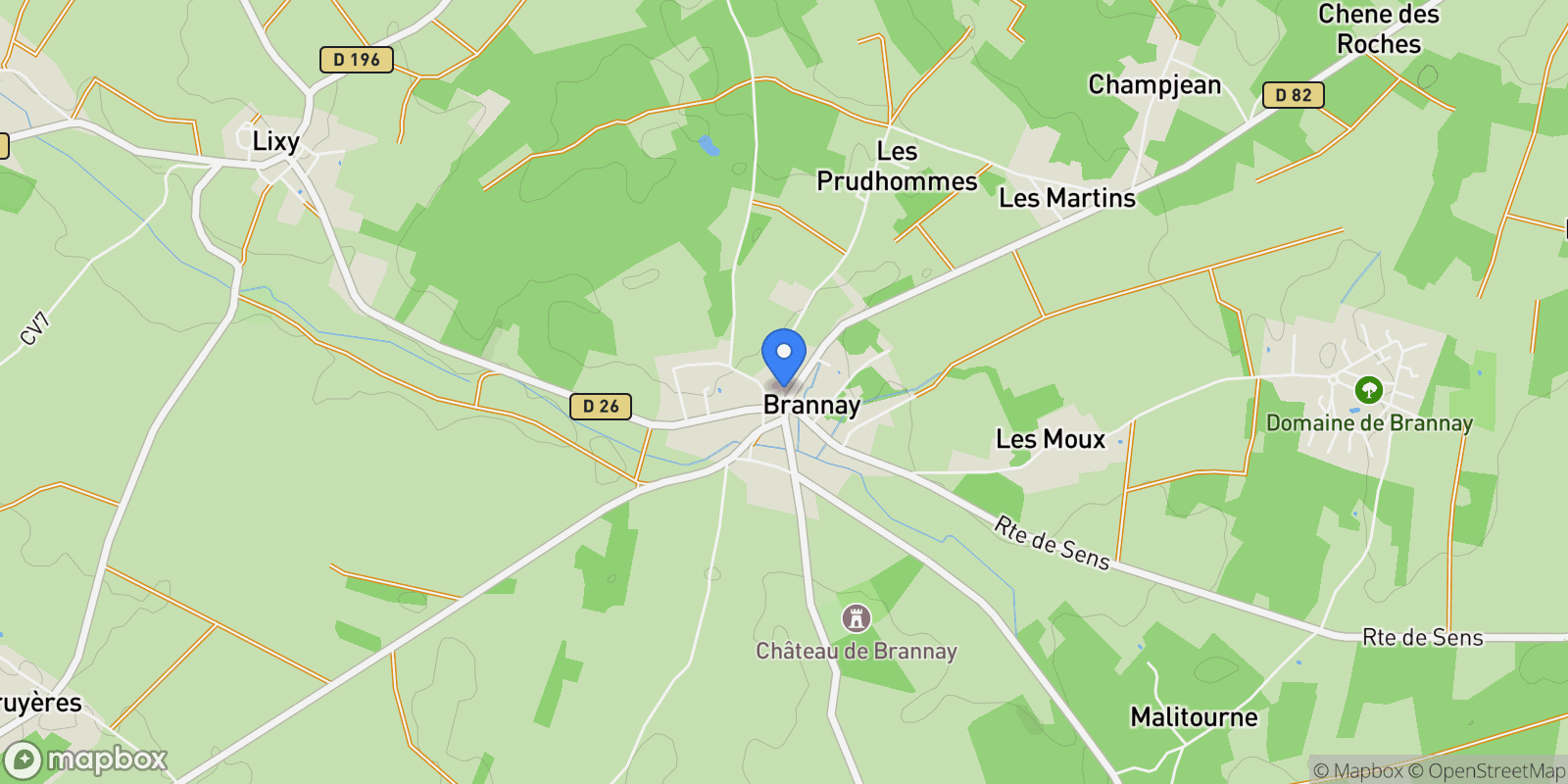 Map showing Brannay, Bourgogne-Franche-Comté, France.