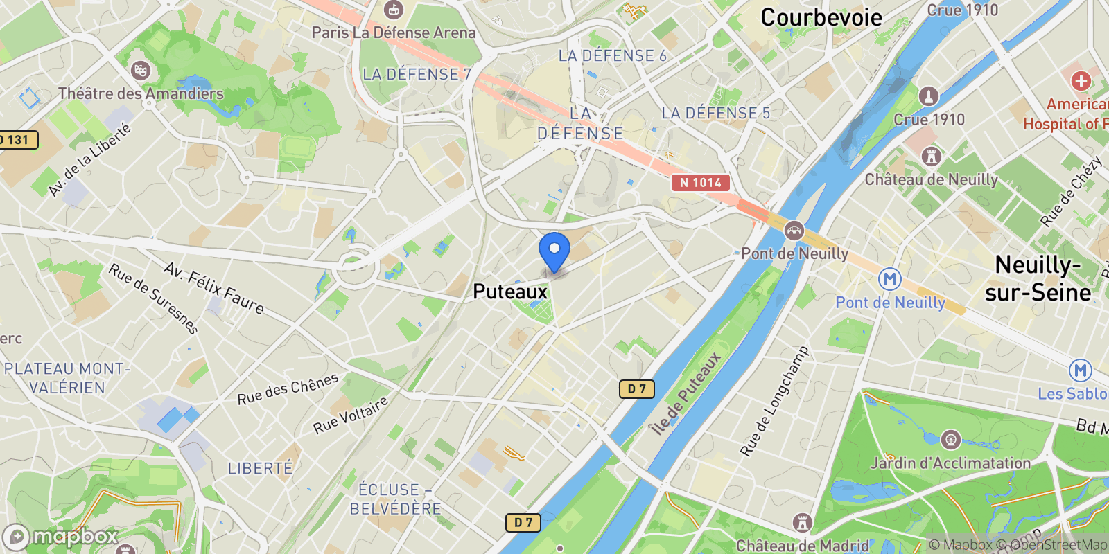 Map showing Puteaux, Île-de-France, France.