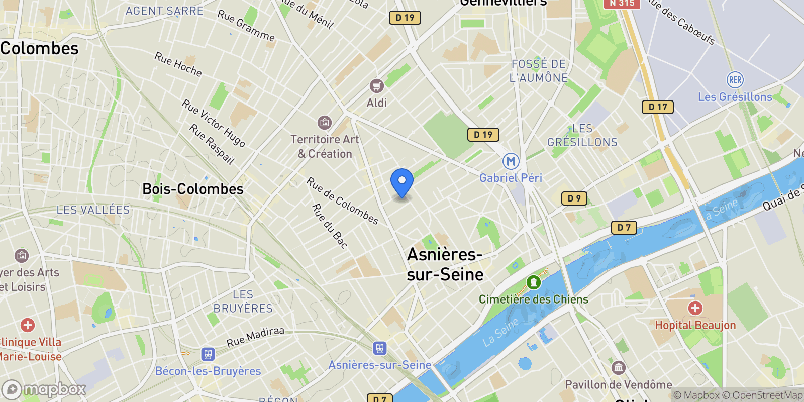Map showing Asnières-sur-Seine, Île-de-France, France.