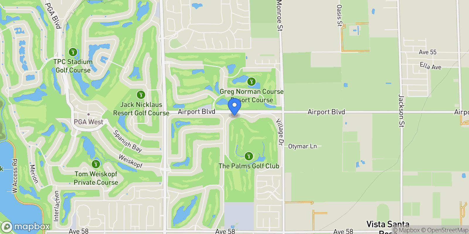 Map showing 56025 Village Drive, La Quinta, CA, 92253, USA, La Quinta, California, United States.