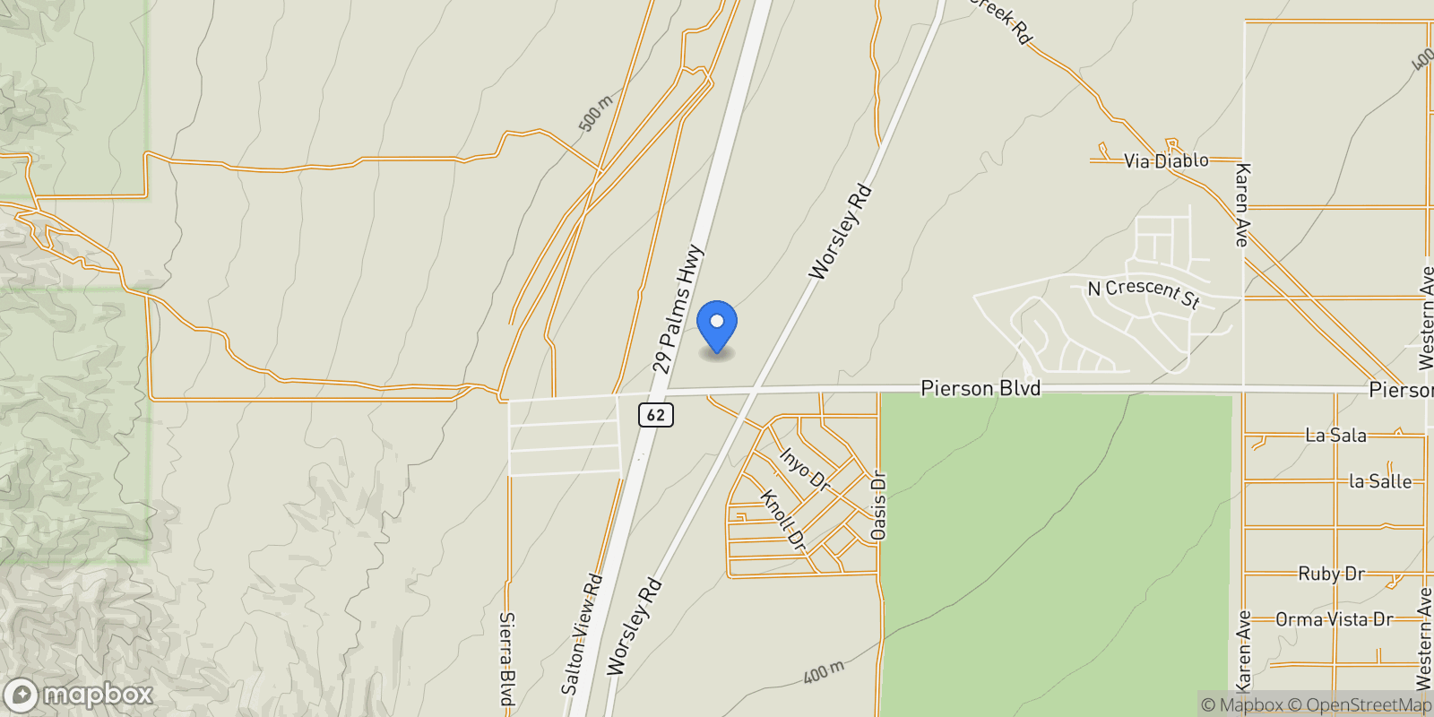 Map showing 0 Pierson Boulevard, Desert Hot Springs, CA 92240, Desert Hot Springs, California, United States.