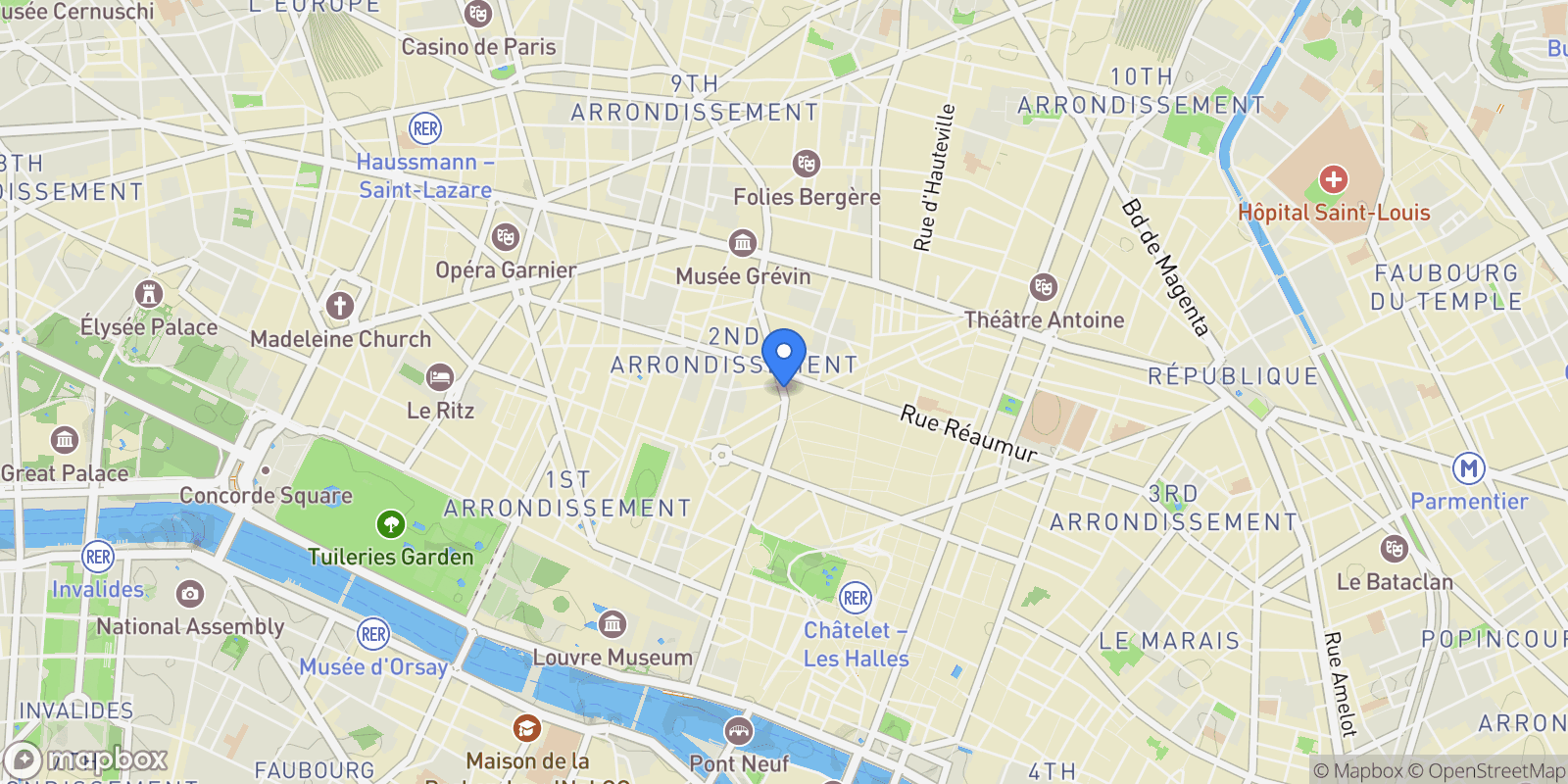 Map showing Paris, Île-de-France, France.