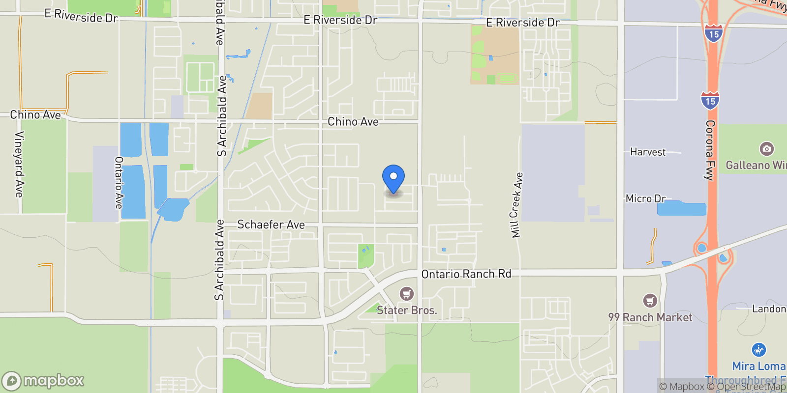 Map showing 3384 E Tree Blossom, Ontario, CA 91761, Ontario, California, United States.