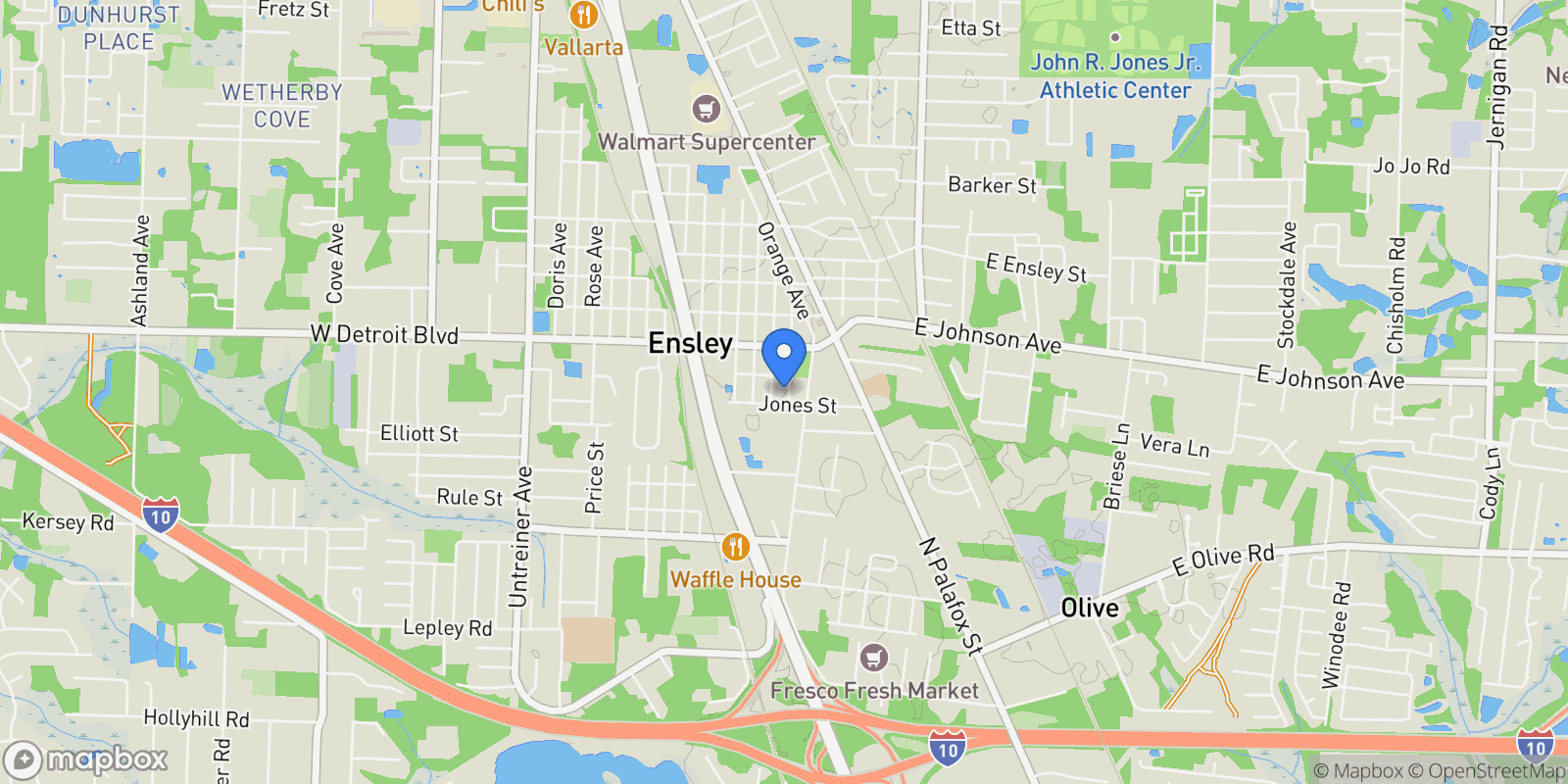 Map showing 8355 Dudley Ave, Pensacola, FL 32504, Pensacola, Florida, United States.