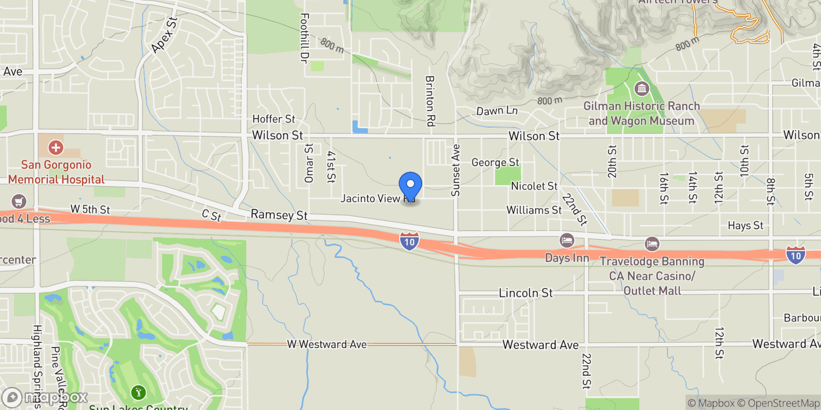 Map showing 3800 W Jacinto View Road, Banning, CA 92220, Banning, California, United States.
