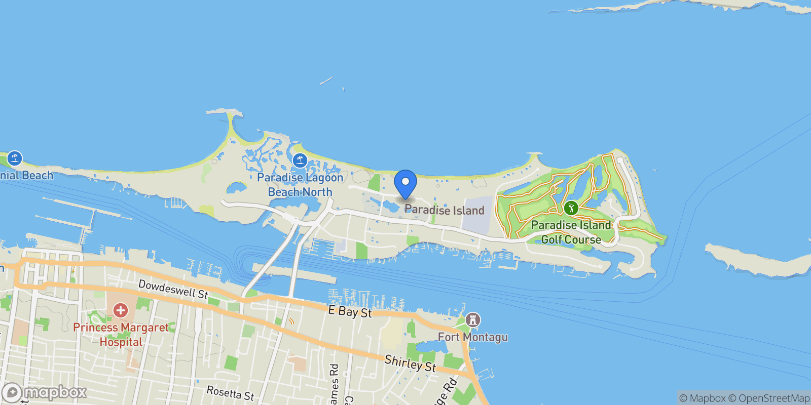 Map showing 3 Bedroom + Den, Paradise Island, NP, Nassau, New Providence, The Bahamas.