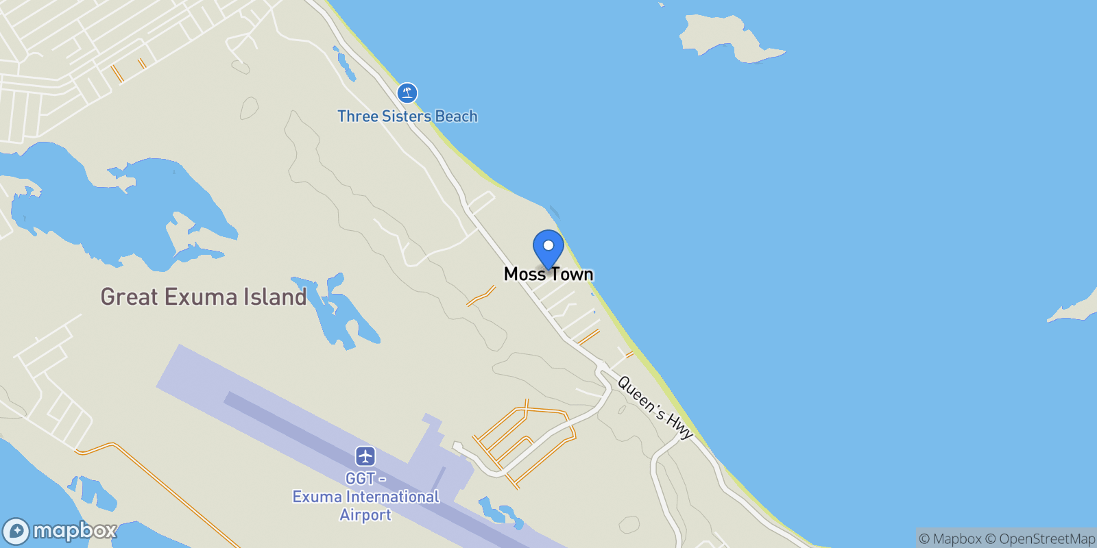 Map showing Casa Del Mar, Moss Town, EX, Moss Town, Exuma, The Bahamas.