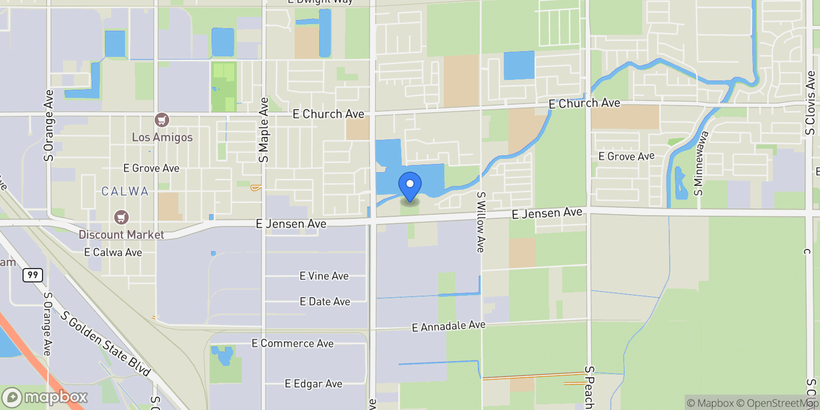 Map showing 4865 E Jensen Ave, Fresno, CA 95725, Fresno, California, United States.