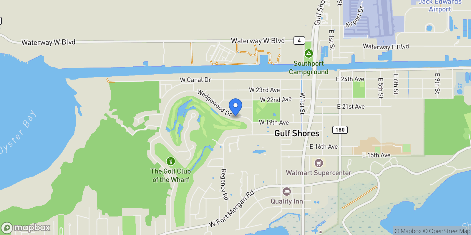 Map showing 421 Wedgewood Drive, Gulf Shores, AL 36542, Gulf Shores, Alabama, United States.