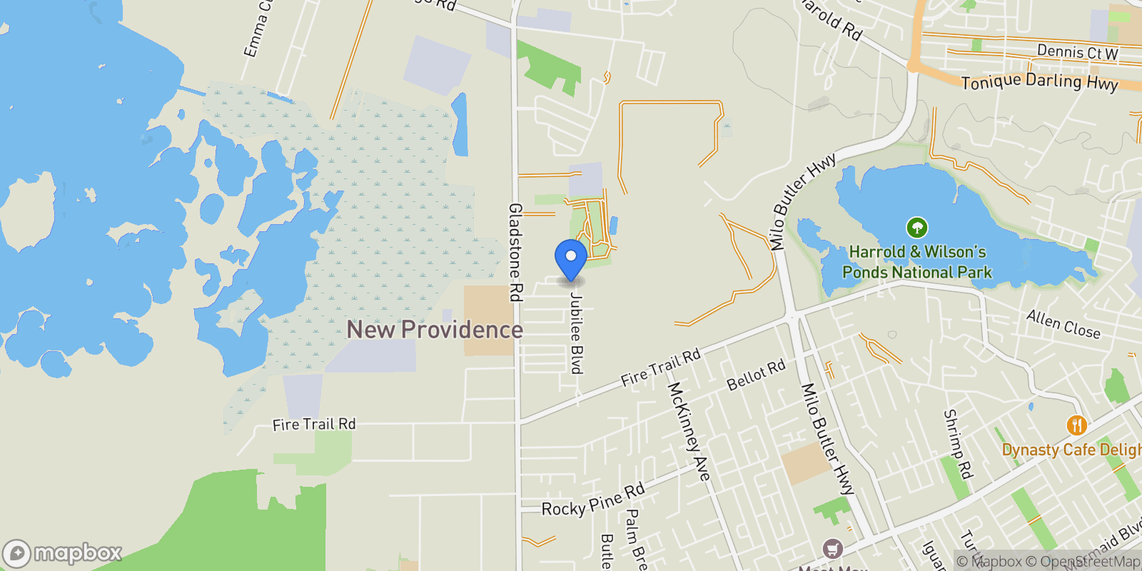 Map showing 12 Woodland Road #1, Village Road, NA, The Bahamas.