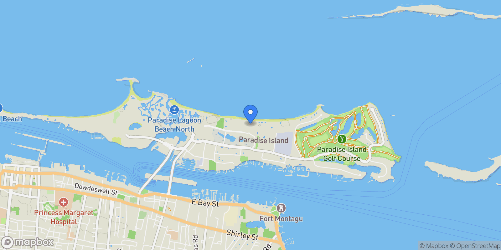 Map showing 2-BEDROOMS + DEN, Paradise Island, NP, Nassau, New Providence, The Bahamas.