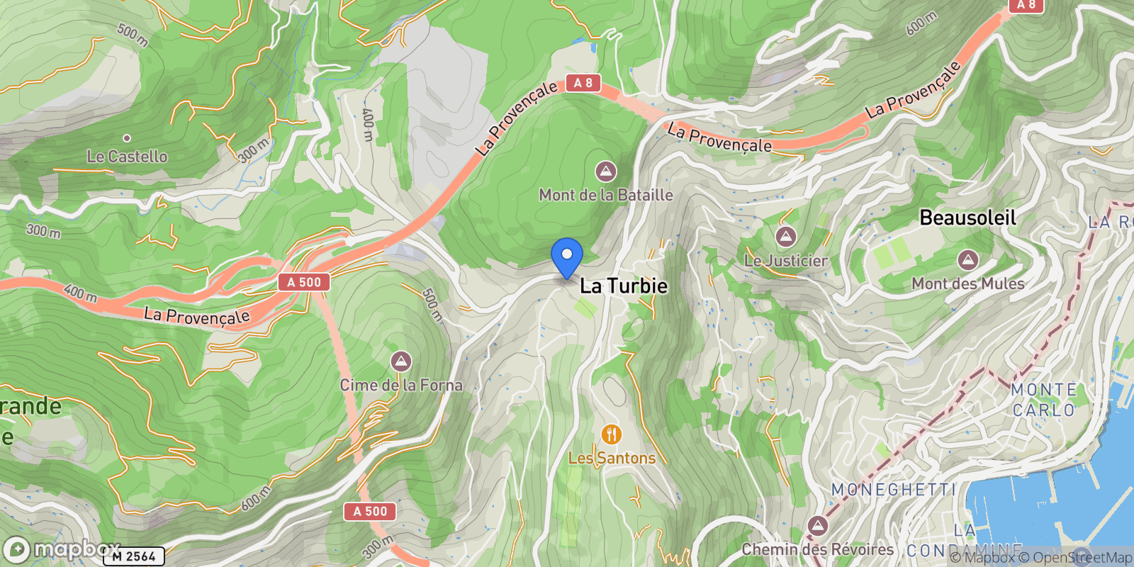 Map showing La Turbie, Provence-Alpes-Côte d'Azur, France.
