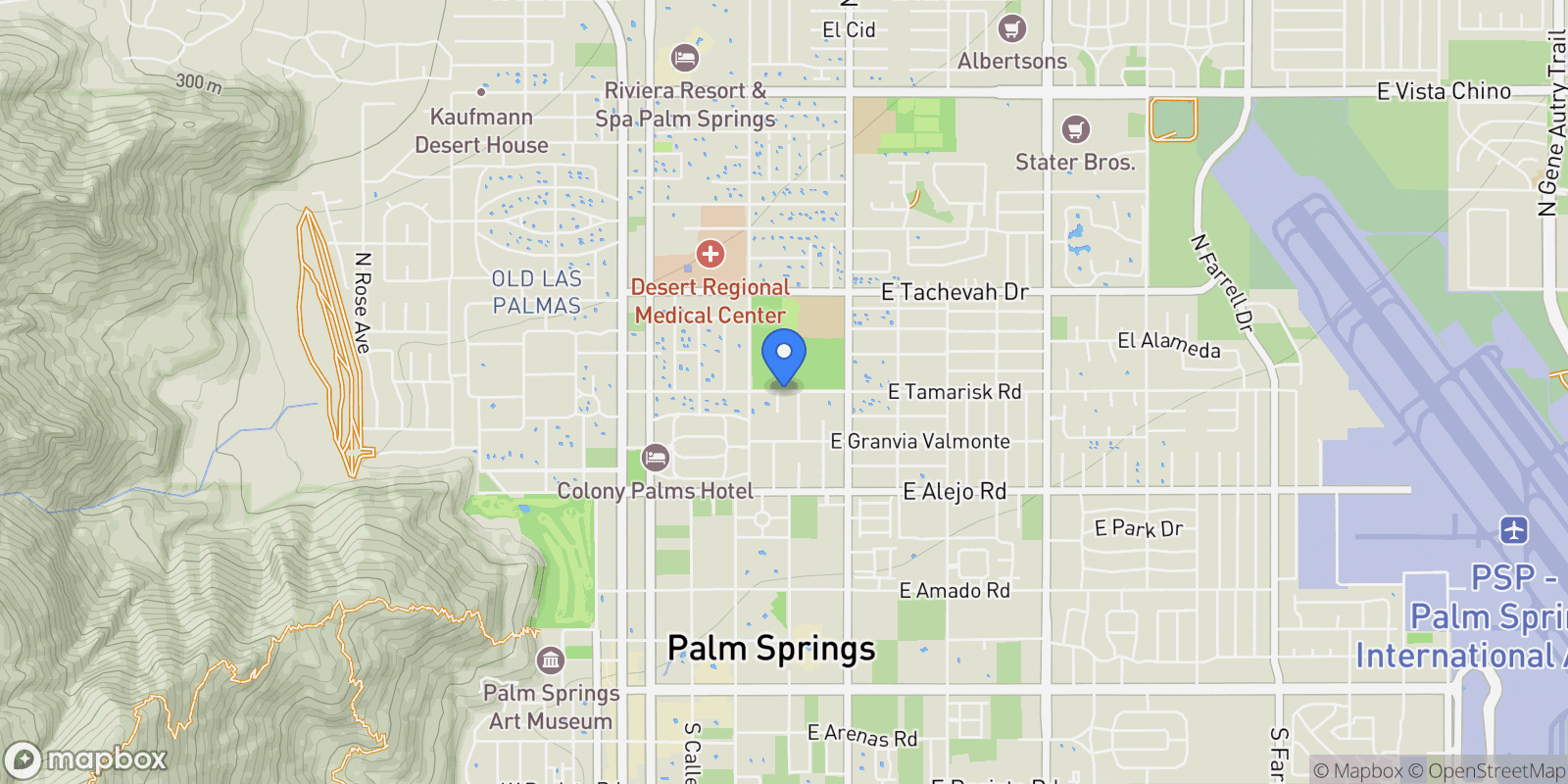 Map showing 1450 Tamarisk Rd, Palm Springs, CA 92262, Palm Springs, California, United States.