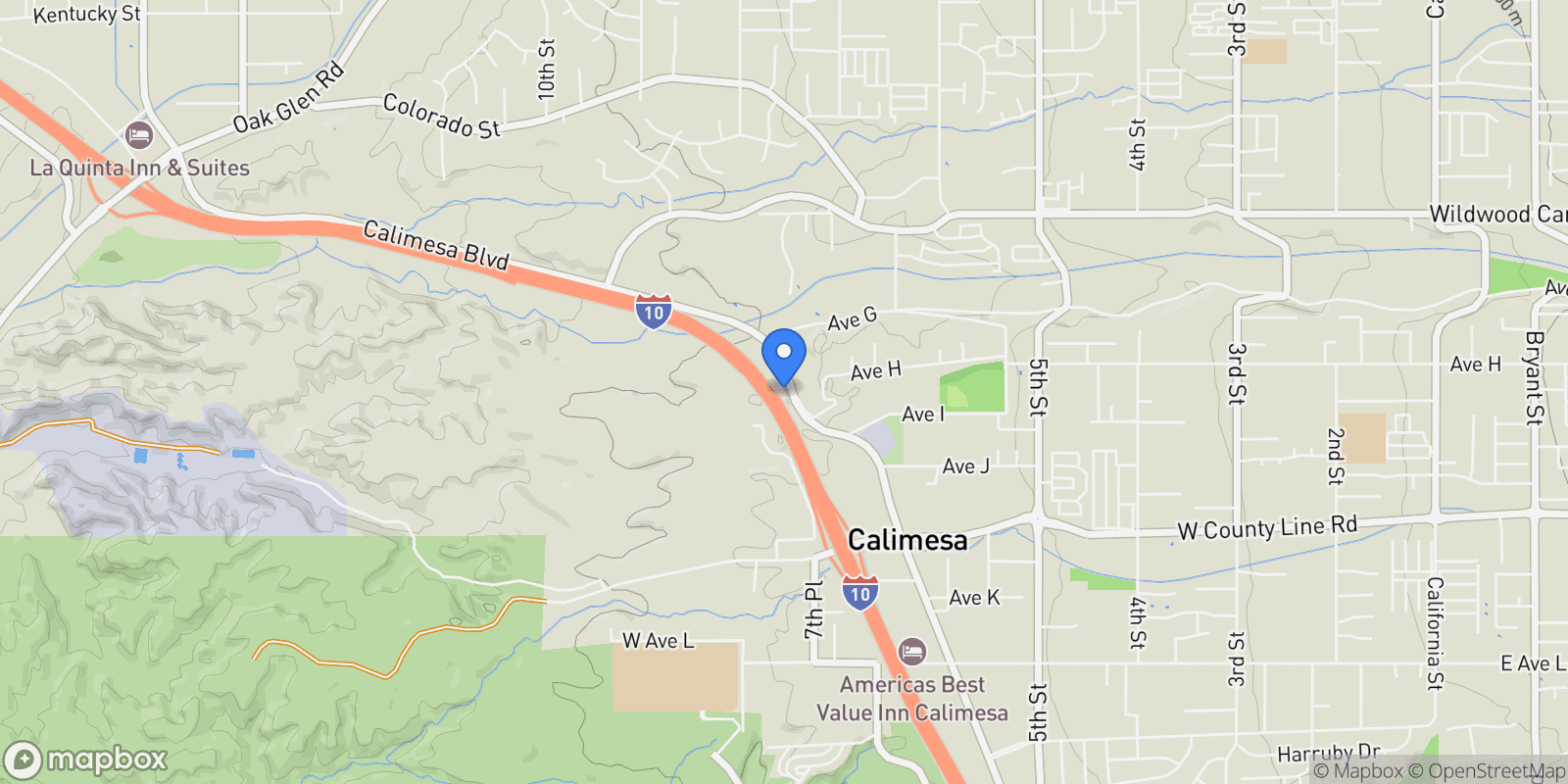Map showing 0 Calimesa Boulevard, Yucaipa, CA 92399, Yucaipa, California, United States.